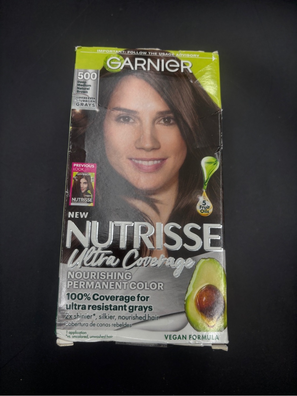 Garnier Nutrisse Ultra Coverage Hair Color 500 Deep Medium Natural Brown NIB